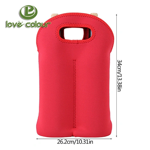 Custom Waterproof Protective Cover Red Wine Bottle Bag Neoprene Double Bottle Cooler
