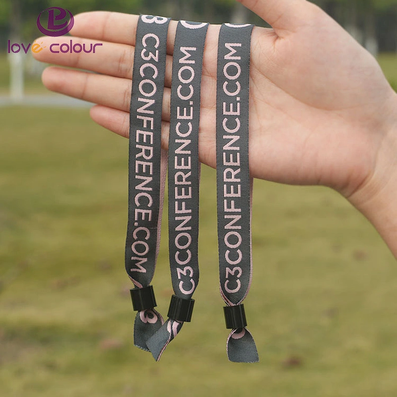 Customized Fabric Woven Logo Wristband Bracelet For Music Festival