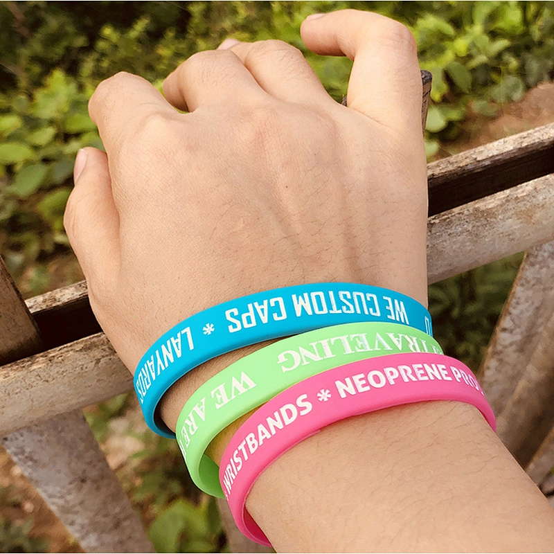 Custom fashion debossed and printing logo silicone wristbands