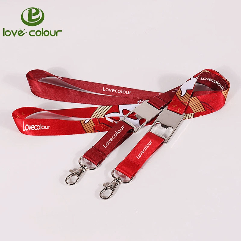Promotional Custom Logo Neck Sublimation Heated Transfer Printing Polyester Lanyard Strap With Bottle Opener