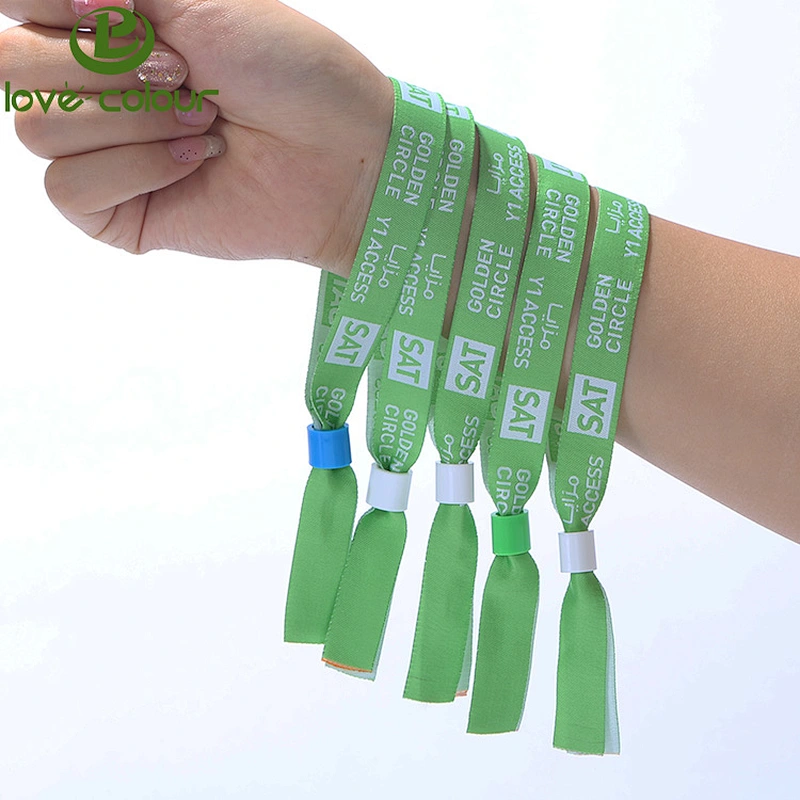 Hot Sale Custom One Way Slide woven Fabric Wrist band For Festival