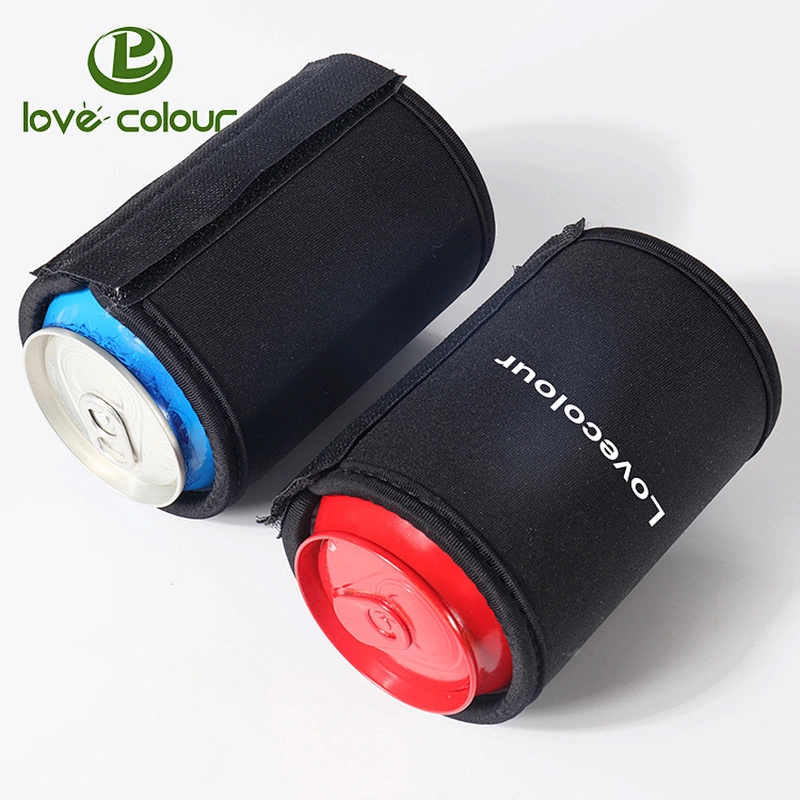 Black color soft neoprene material can cooler with zipper for travel