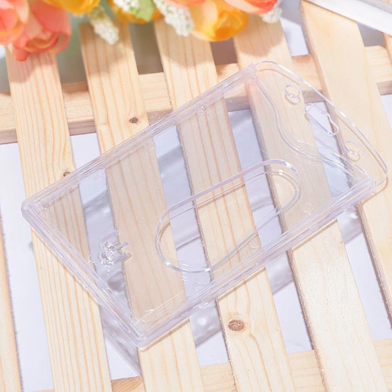 Custom horizontal badge holder plastic sleeve clear card holder