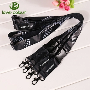 Breakaway Black Safety Lanyard Printing Strap With Metal Clip For ID Card Holder