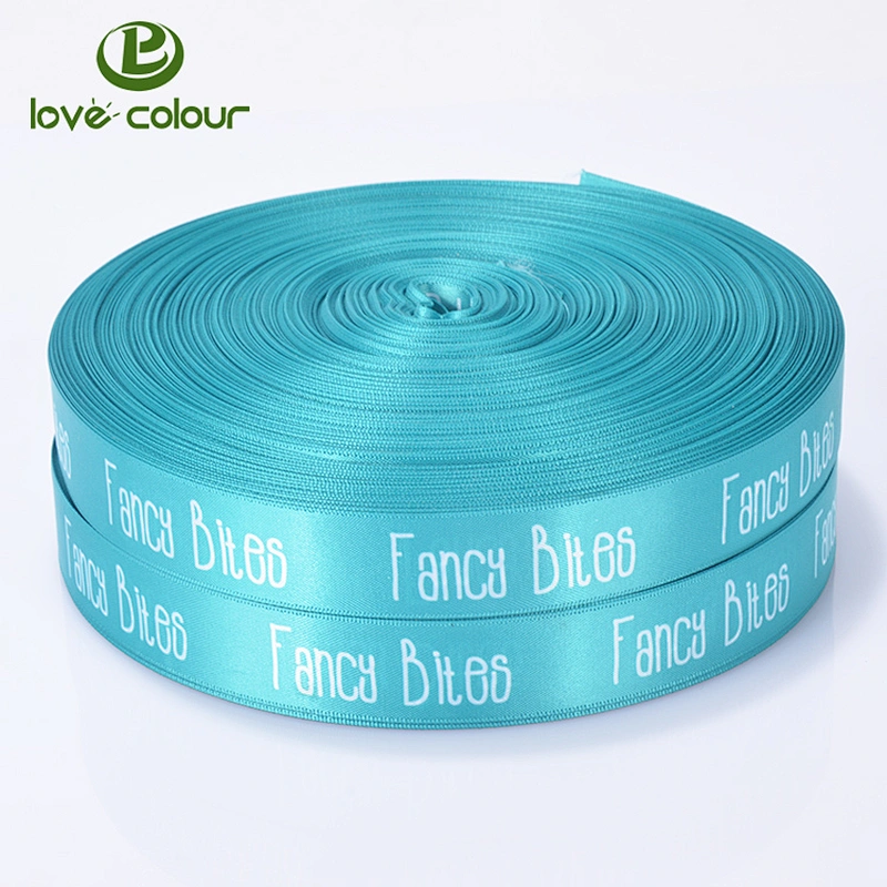 Custom fashion printed logo polyester satin ribbon for decoration