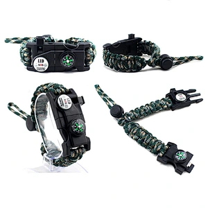 New Promotional Multifunctional Outdoor Camping Compass bracelet With Fire Starter