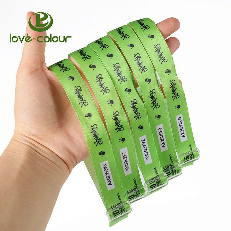 Personalized music satin wristband custom made fabric event festival bracelets with adjustable buckle