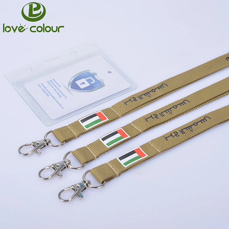 Custom Flat Polyester Card Holder Lanyard With Safety Break Buckle For Trade Show