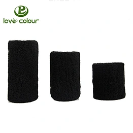 Custom Sports Cotton Embroidered Wrist Band Black Wristband Sweatbands