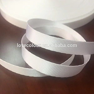 100% Polyester Plain White Color Grosgrain Ribbon