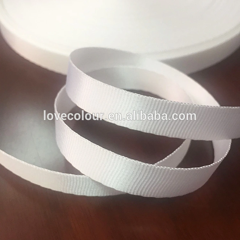 100% Polyester Plain White Color Grosgrain Ribbon