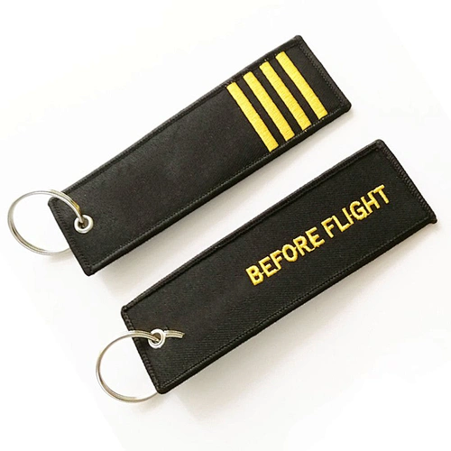 Promotion woven fabric embroidered keychain