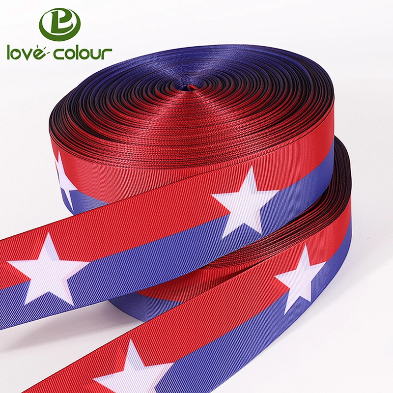 Polyester printing grosgrain ribbon custom with your logo