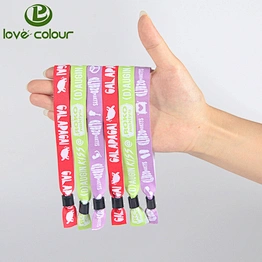 Fashionable recycled woven wristband fabric bracelet with plastic slide lock