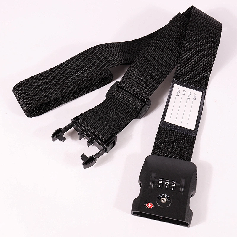 Custom personalized polyester black luggage strap for promotion