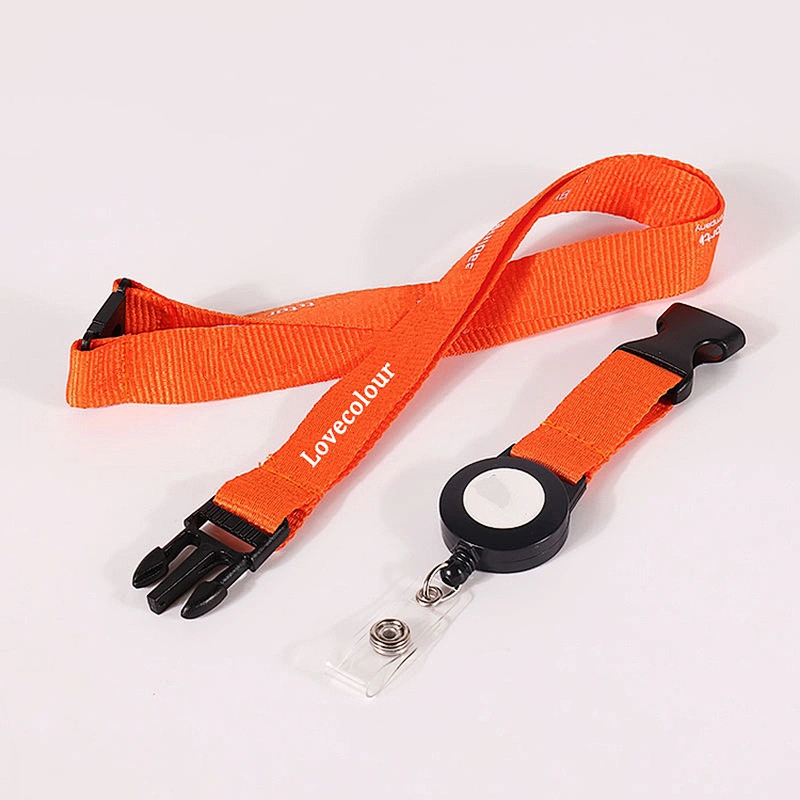 New design Silk Screen polyester lanyard rope with id badge reel