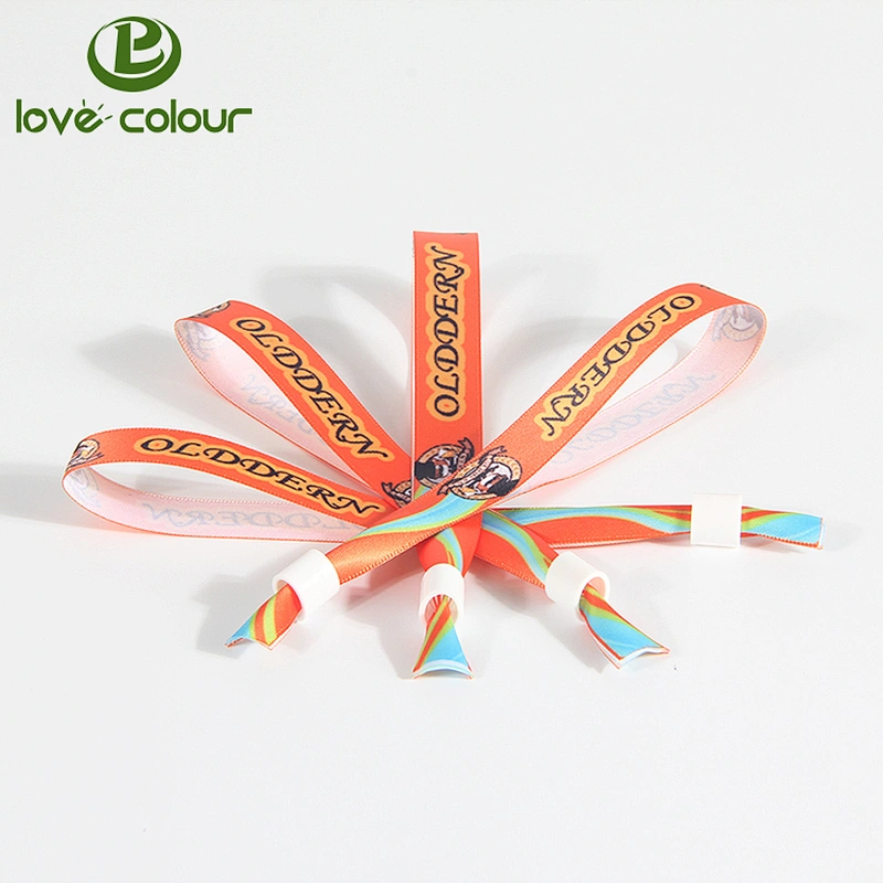 Factory Custom Satin Wristband Ribbon Printing Logo polyester Bracelet for Events