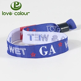 Custom promotional bracelet plastic sliding lock polyester festival fabric wristband