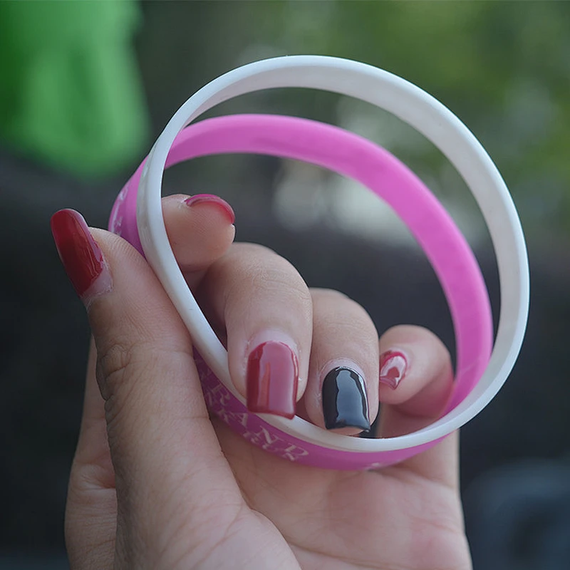 Custom multi-color silicone bracelet with printed text