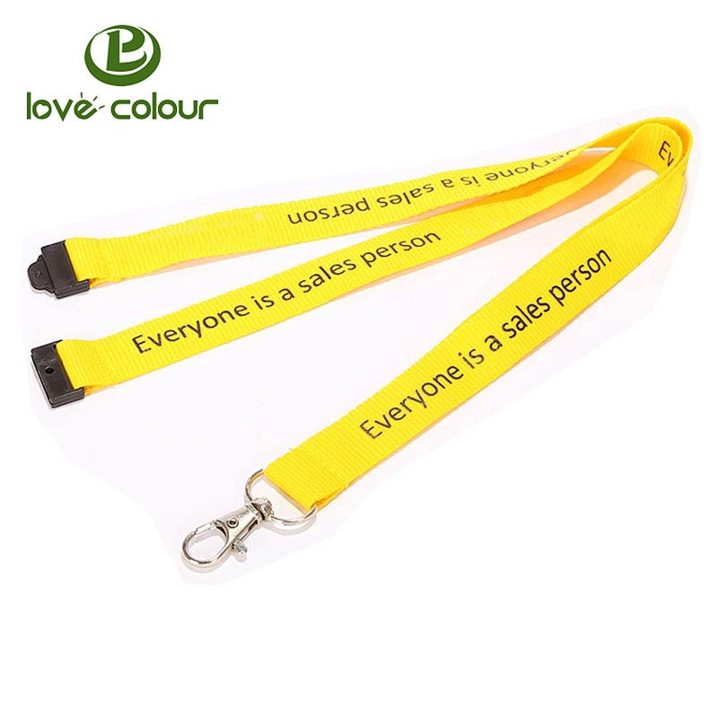 Custom polyester ID lanyard sling Blue color with company name on the sling