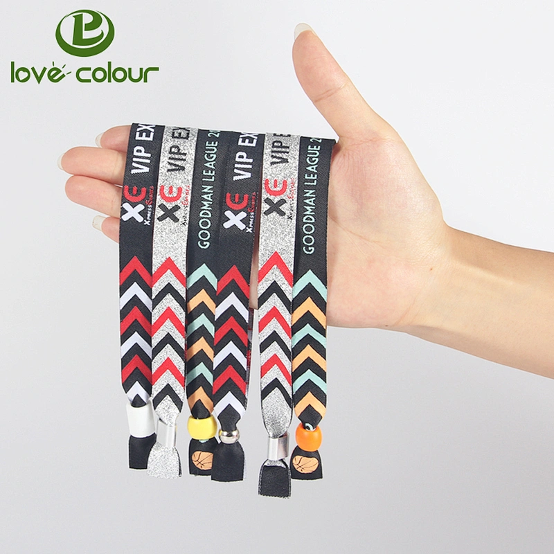 1.5*35cm Custom Made Polyester Woven Fabric Wristbands/Bracelet with Closure