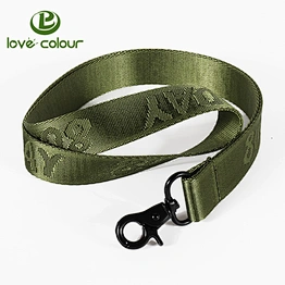 Custom high quality dark green nylon keychain lanyard