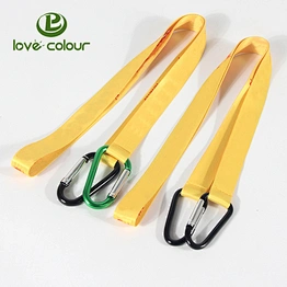 Custom polyester neck lanyard with two carabiner hooks at the ends