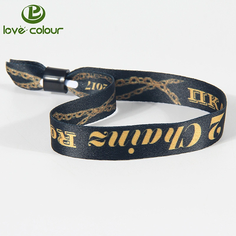 Full color printing festivals cloth wristband with black slide lock
