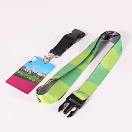 Promotional custom heat transfer printed polyester id card lanyard strap with quick release buckle