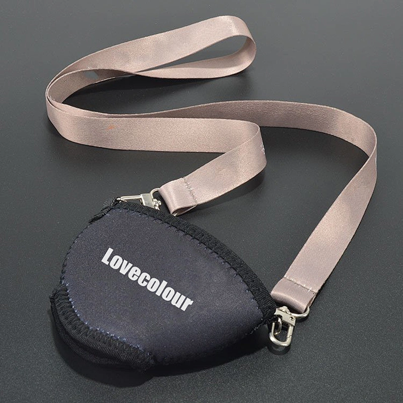 Custom polyester lanyard strap with neoprene wine glass holder for party