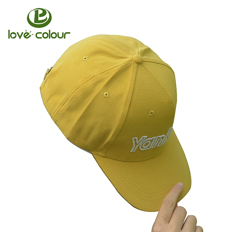 Customized yellow color embroidered sport baseball hat for sale