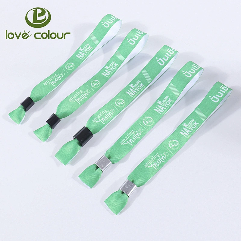 Cheap custom heat transfer bracelet fabric wristbands with security lock
