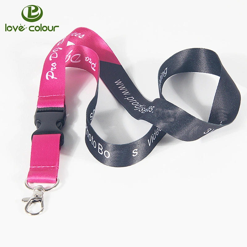 Sublimation printing event logo polyester dark navy blue lanyard with keyring