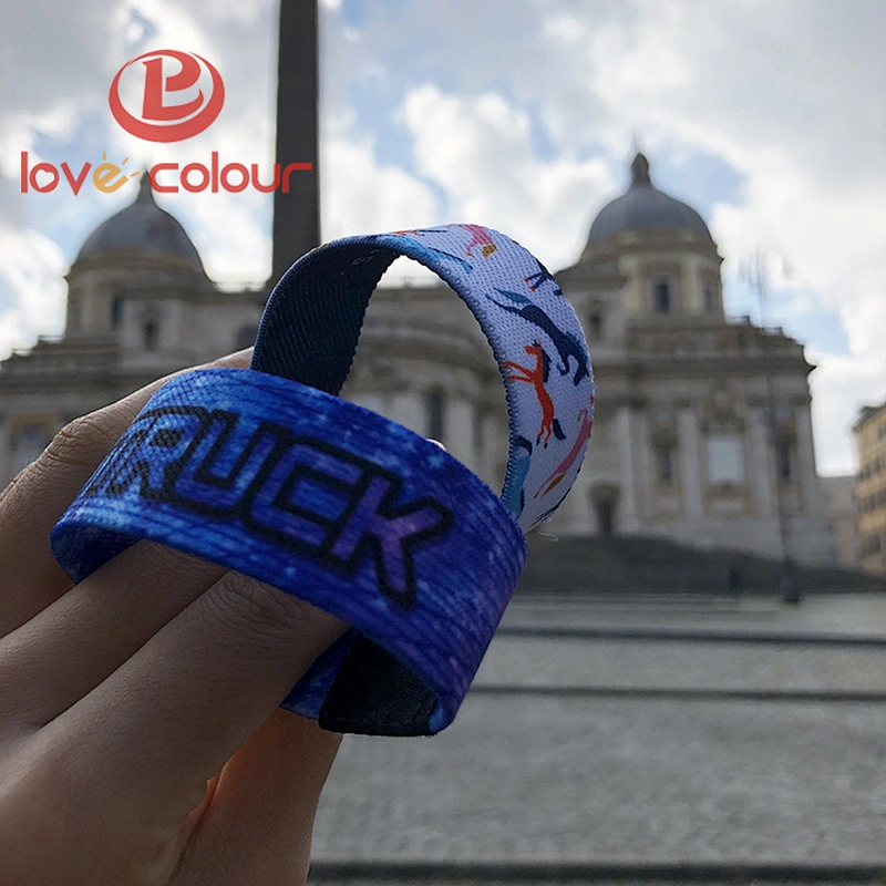 Custom Logo Activity Party Printing Wristband / Polyester Elastic Wrist band
