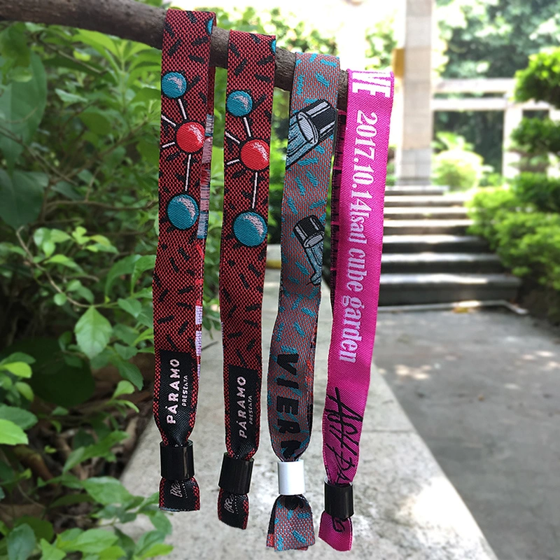 Customized Fabric Woven Logo Wristband Bracelet For Music Festival