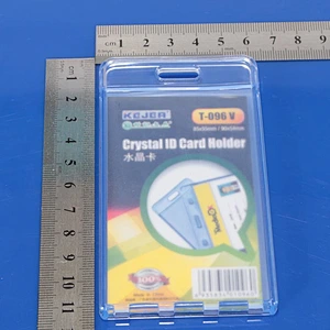 Custom hard plastic id card holder/Crystal ID card holder with strap