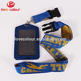 Custom polyester woven lanyard strap and pu card holder for events
