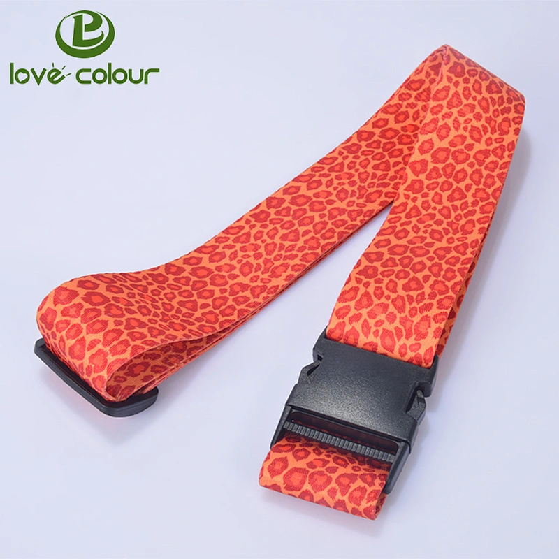 Custom polyester webbing luggage safety belt with white buckle