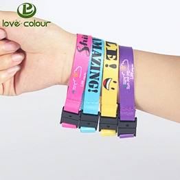 Custom Sublimation textile bracelet/polyester wristband with plastic buckle