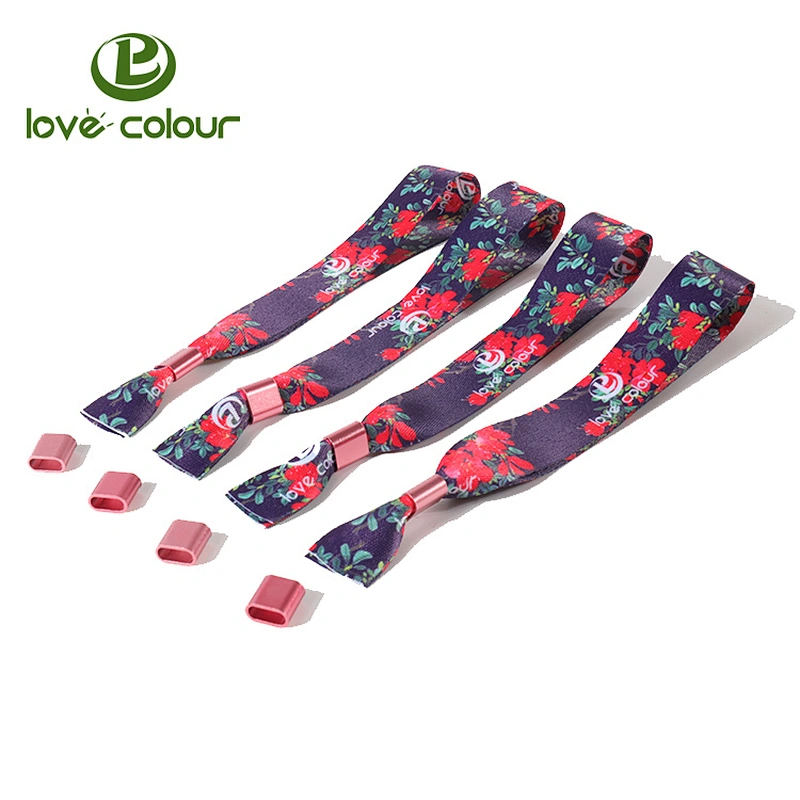 Custom fashional trendy polyester printing logo wristband / design polyester bracelet