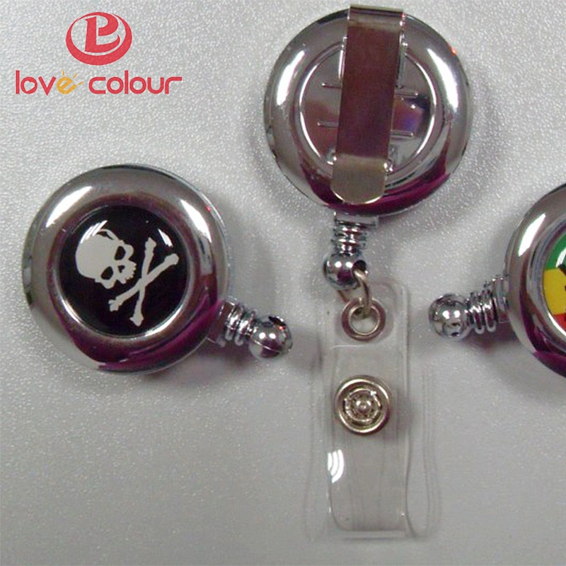 Custom Retractable string reel metal magnetic badge reels/ badge holder
