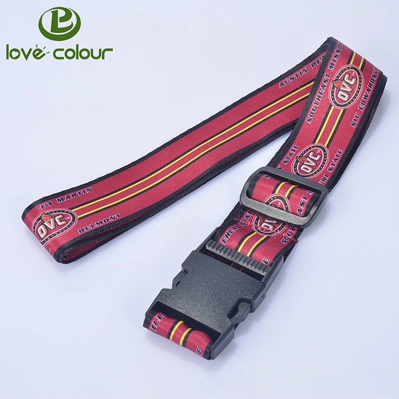 Travel printing logo full color luggage strap with safety lock
