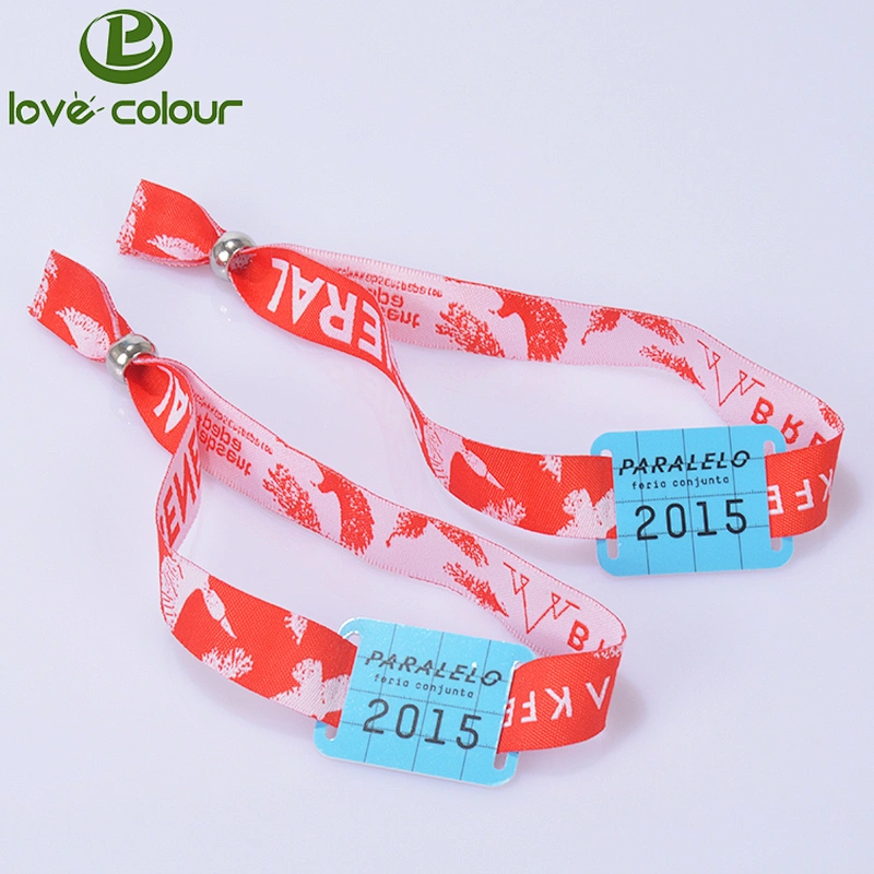 Polyester Custom One Time Use RFID Fabric Woven Wristband LF/HF/UHF Festival Wristband RFID for Events/Concert/Party
