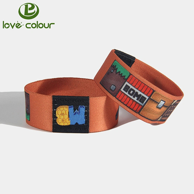 Festival Sublimation Printing Polyester Elastic Identification Bracelets / Wristband