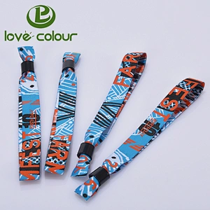 Custom Christmas events woven polyester fabric wristband bracelet