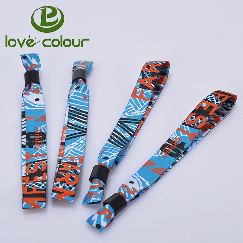 Custom Christmas events woven polyester fabric wristband bracelet