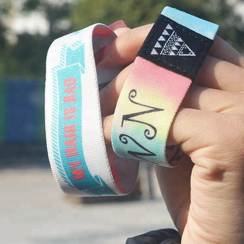 Custom sublimation elastic wristband fashion printed polyester elastic wrist band bracelet
