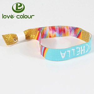 Fashionable recycled woven wristband fabric bracelet with plastic slide lock