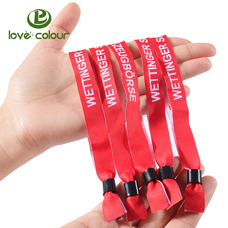 Polyester custom wrist bands bracelets hand bands with plastic locks