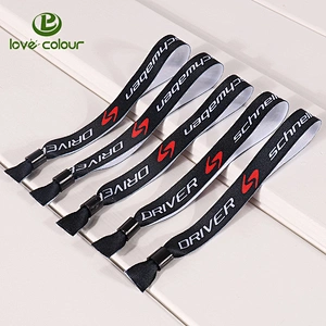Fashion Polyester Fabric Textile Wristband with Bead Closure for Music Party